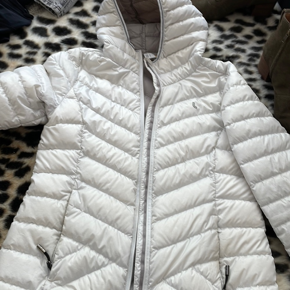 White puffer coat